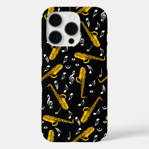 Coque iPhone 16 Pro Motif note musique saxophone