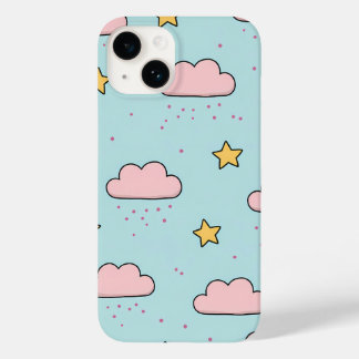 Coque Case-Mate iPhone Motif Nuage Rose Pastel et Étoile Jaune