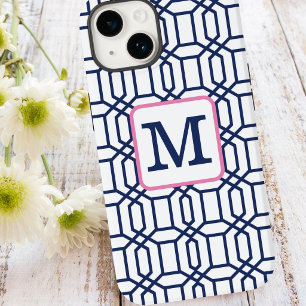 Coque Case-Mate iPhone Motif octogonal bleu Prépa / Monogramme marine bla