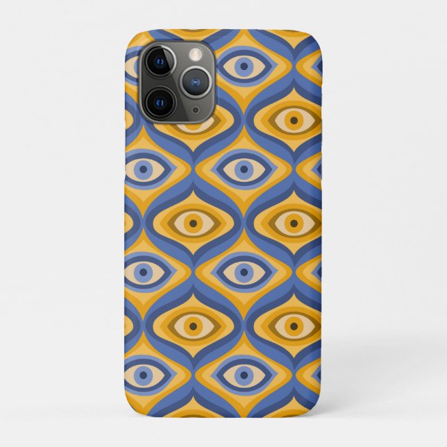 Coques Case-Mate iPhone Motif oculaire psychédélique indigo bleu jaune (Dos)