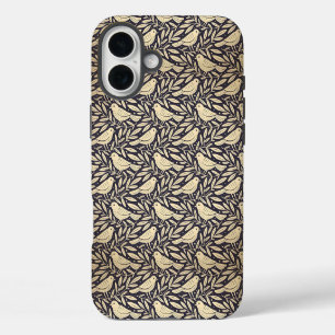 Coque Pour iPhone 16 Plus Motif oiseau beige vintage sur fond sombre