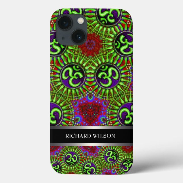 Coques Case-Mate iPhone Motif OM Psychedelic GOA Nom personnalisé (Verso)