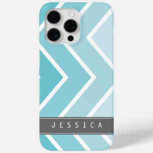 Coque iPhone 15 Pro Max Motif Ombre Aqua Zig Zag Chevrons