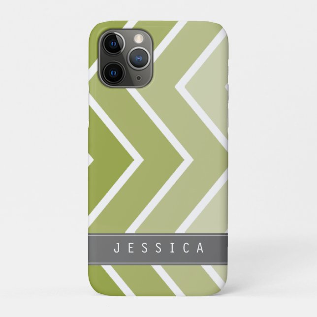 Coques Case-Mate iPhone Motif Ombre Green Zig Zag Chevrons (Dos)