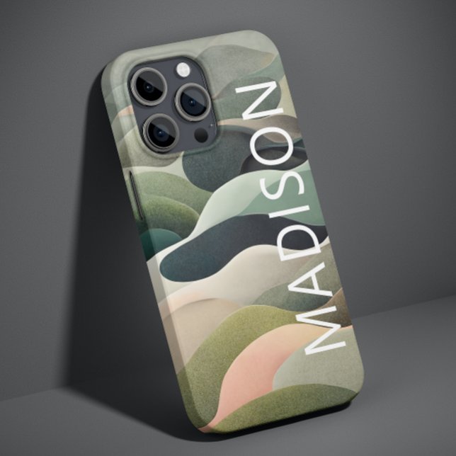 Coques Case-Mate iPhone Motif ondulé abstrait moderne avec nom personnalis (Créateur téléchargé)