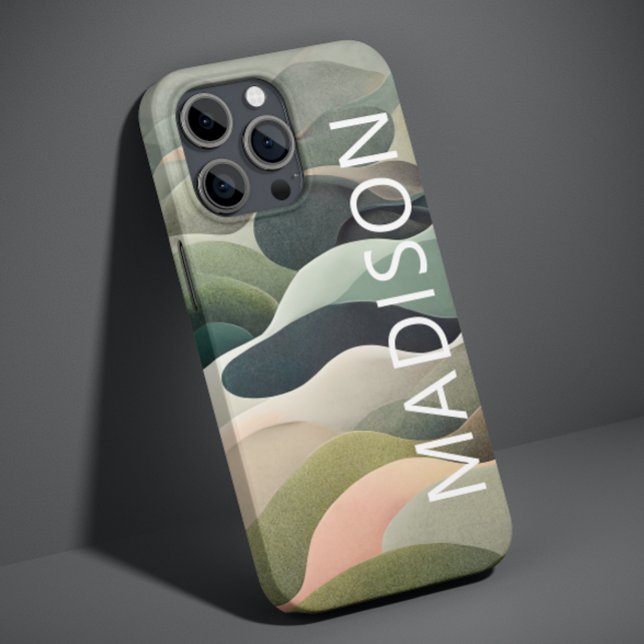 Coques Case-Mate iPhone Motif ondulé abstrait moderne avec nom personnalis (Créateur téléchargé)