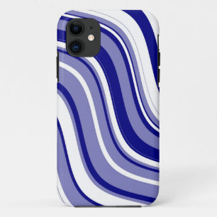 Coque Case-Mate iPhone Motif onduleux bleu et blanc 2 de rayures