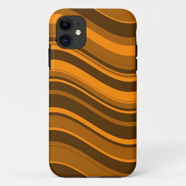 Coques Case-Mate iPhone Motif orange Brown gris rayures ondulées (Dos)