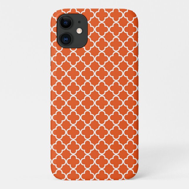 Coques Case-Mate iPhone Motif orange de Quatrefoil de mandarine (Dos)
