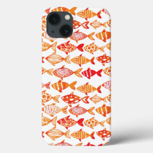 Coques Pour iPhone Motif orange lumineux de poissons d'aquarelle
