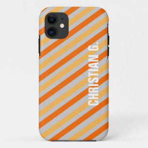 Case-Mate iPhone Case Motif orange rayé jaune nom personnalisé