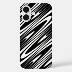 Coque Pour iPhone 16 motif organique ondulé noir et blanc sans couture