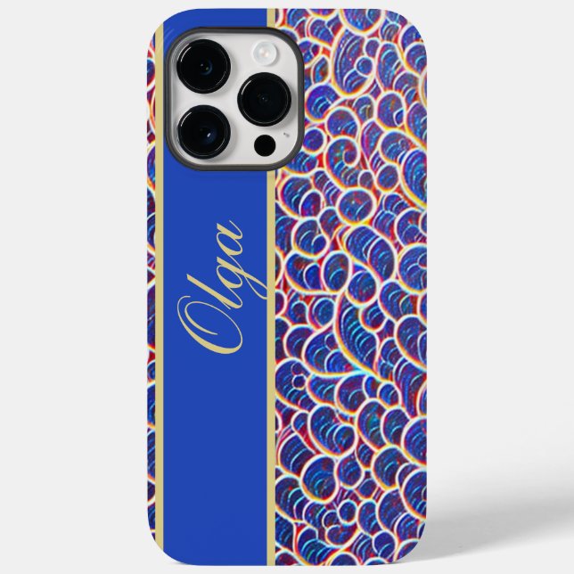 Coques Case-Mate iPhone Motif ornemental bleu orange (Verso)