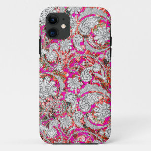 Coques Pour iPhone Motif paisley blanc rose