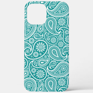 Case-Mate iPhone Case Motif paisley blanche sur arrière - plan bleu turq