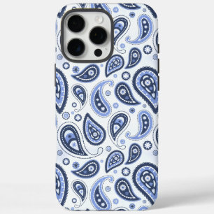 Coque iPhone 16 Pro Max Motif Paisley Bleu