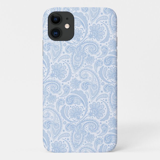 Coques Case-Mate iPhone Motif paisley bleu blanc (Dos)