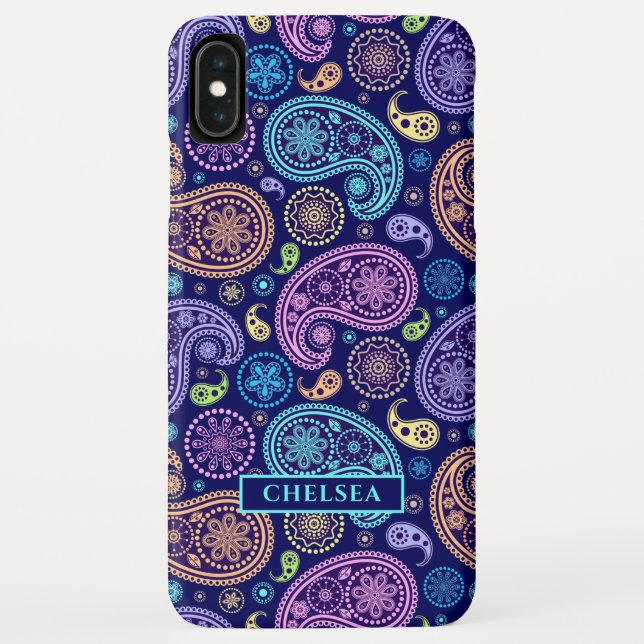 Coques Case-Mate iPhone Motif Paisley Moderne Nom Personnalisé (Dos)