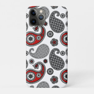 Coque Case-Mate iPhone Motif Paisley, noir, blanc et rouge