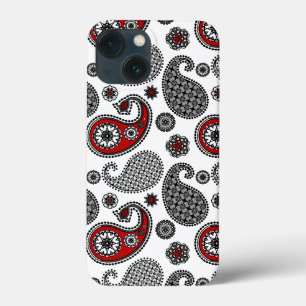 Coque Case-Mate iPhone Motif Paisley, noir, blanc et rouge