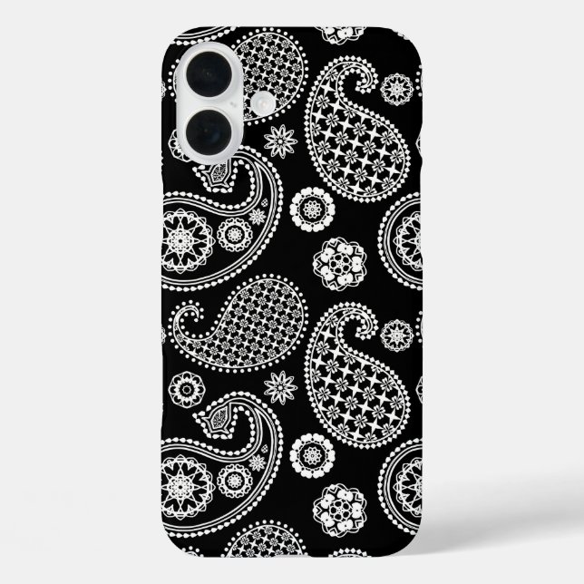 Coques Case-Mate iPhone Motif Paisley, noir et blanc (Verso)