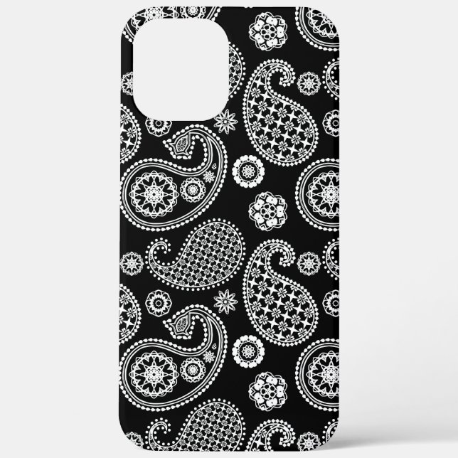 Coques Case-Mate iPhone Motif Paisley, noir et blanc (Verso)