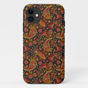 Coque Case-Mate iPhone Motif Paisley Rouge Foncé et Or