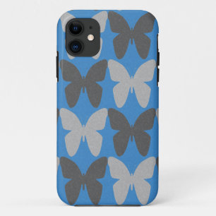 Coques Pour iPhone Motif papillon bleu et gris