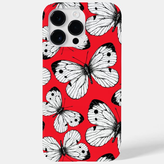 Coques Case-Mate iPhone Motif papillon de chou sur rouge (Verso)