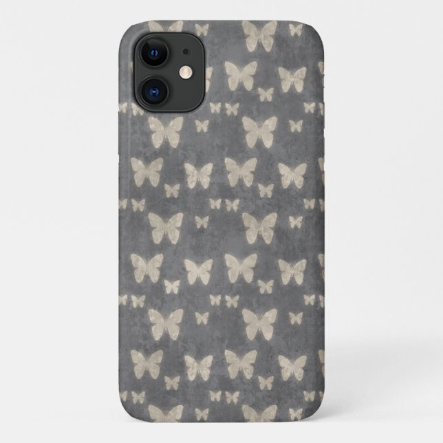 Coques Case-Mate iPhone Motif Papillon, Motif De Papillons, Gris (Dos)