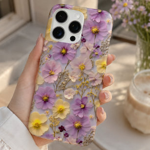 Coque iPhone 16 Pro Max Motif Pastel Pastel Fleur sauvage Pressé