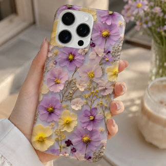Coque iPhone 16 Pro Max Motif Pastel Pastel Fleur sauvage Pressé