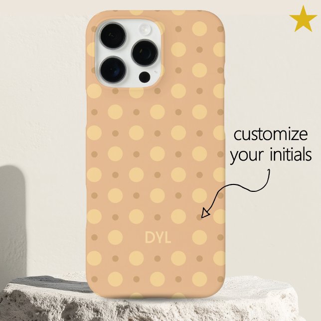 Coques Case-Mate iPhone Motif Pastel Peach Points Nom Personnalisé Initial (Créateur téléchargé)