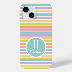 Coque Case-Mate iPhone Motif Pastel rayé monogramme personnalisé