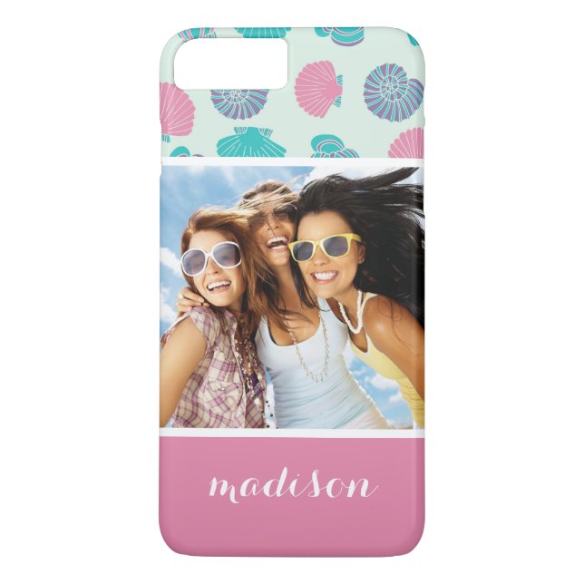 Coques Case-Mate iPhone Motif Pastel Seashell | Votre photo et votre nom (Dos)