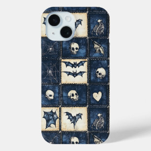 Coque Case-Mate iPhone Motif patchwork en jean Halloween gothique