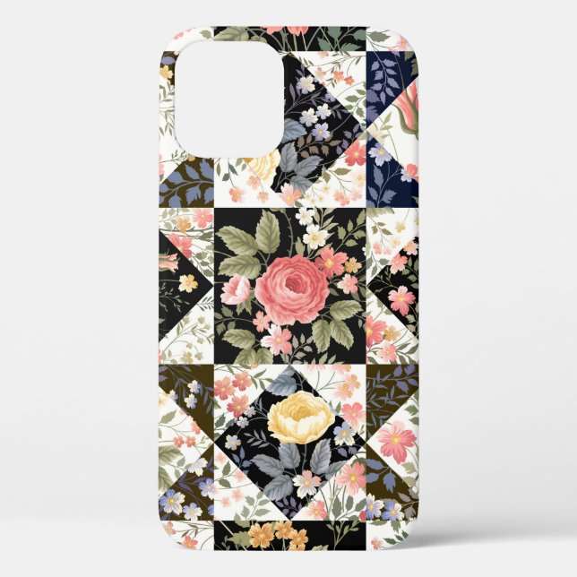 Coques Case-Mate iPhone motif patchwork transparent avec fleurs (Verso)