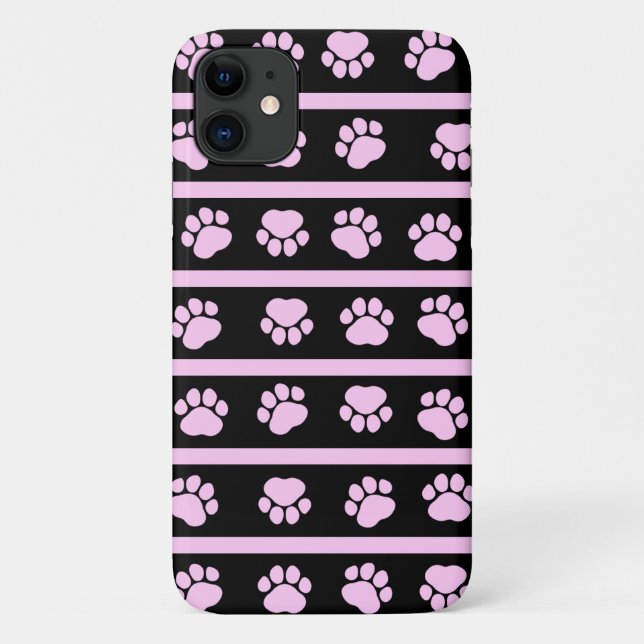 Coques Case-Mate iPhone Motif Paw, Poches De Chien, Bandes - Noir Rose (Dos)