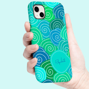 Coque Case-Mate iPhone Motif personnalisé bleu vert mignon vintage fantai