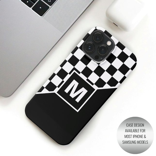 Coques Case-Mate iPhone Motif personnalisé de drapeau à damier noir et bla (Créateur téléchargé)