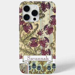 Coque iPhone 15 Pro Max Motif personnalisé de fleur de chardon vintage pou
