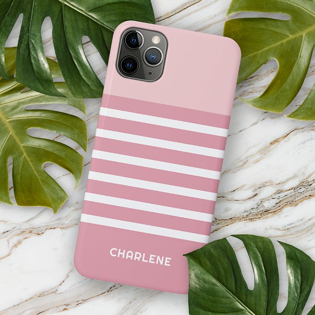 Coques Case-Mate iPhone Motif personnalisé rayures roses poudrées et blush (Créateur téléchargé)