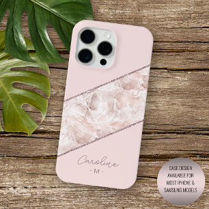Coque Case-Mate iPhone Motif personnalisé rose gold pailleté rose clair m