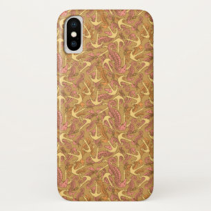 Coque iPhone X Motif peu précis d'hippocampe et d'Ancre
