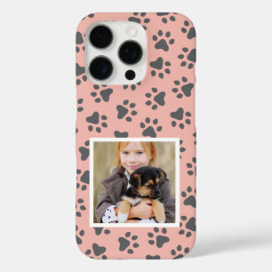 Coque iPhone 16 Pro Motif photo Empreinte de patte rose et gris pour a