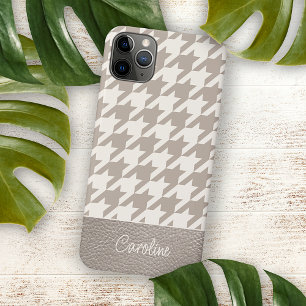 Case-Mate iPhone Case Motif pied-de-poule personnalisé ivoire taupe neut