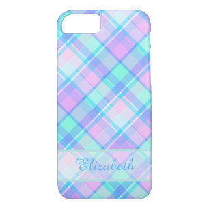 Case-Mate iPhone Case Motif Plaid bleu et rose Personnalisé