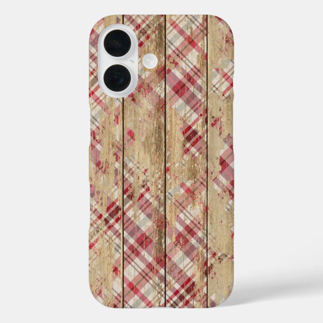 Coques Case-Mate iPhone Motif Plaid Dépoli Sur Bois (Verso)