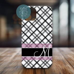 Coque Pour iPhone 14 Pro Motif plaqué avec Monogramme - noir blanc rose
