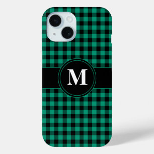 Coque Case-Mate iPhone Motif plat vert Monogramme moderne